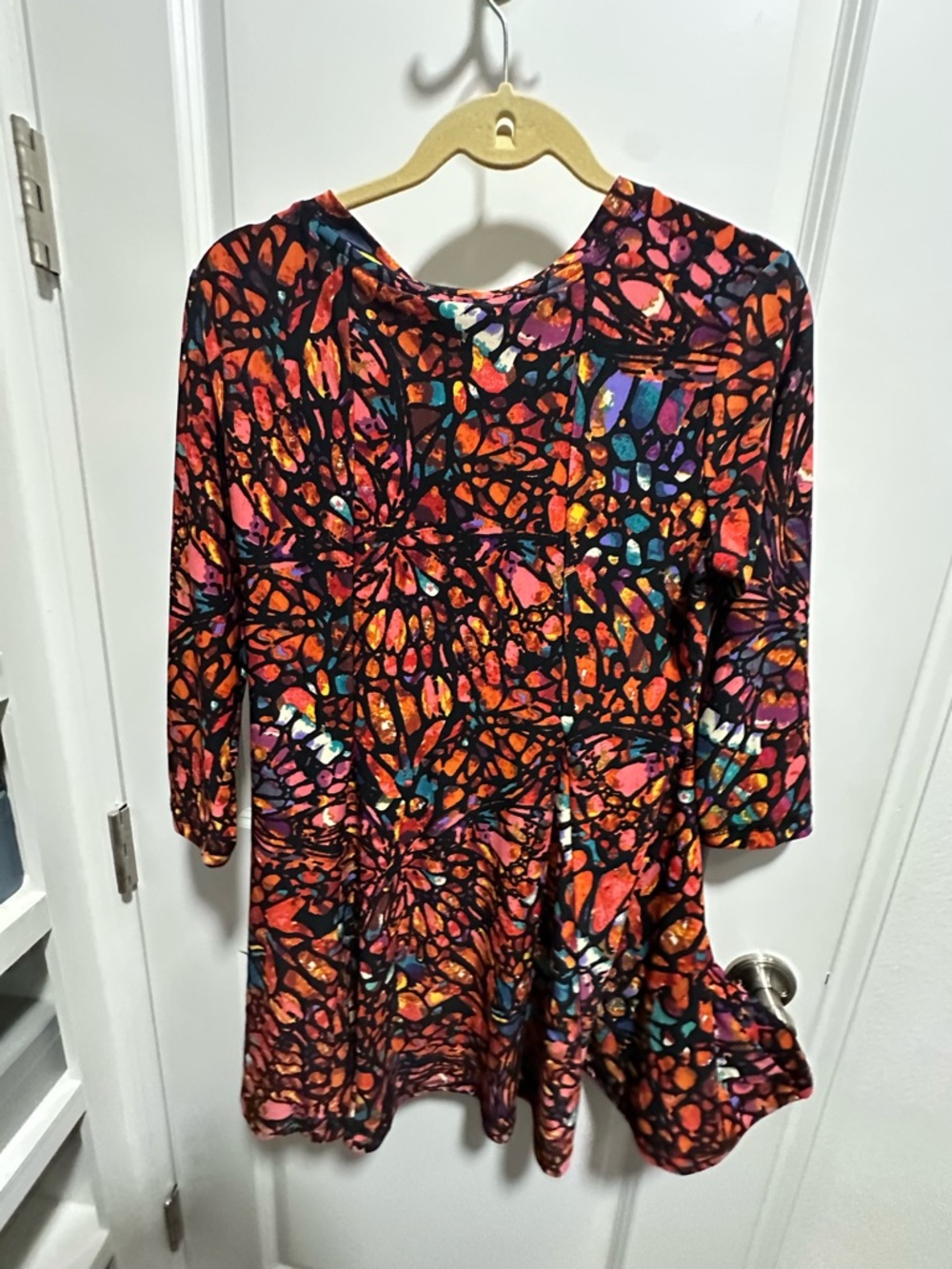 Vivid Abstract Print Fit-and-Flare Dress - Multicolor